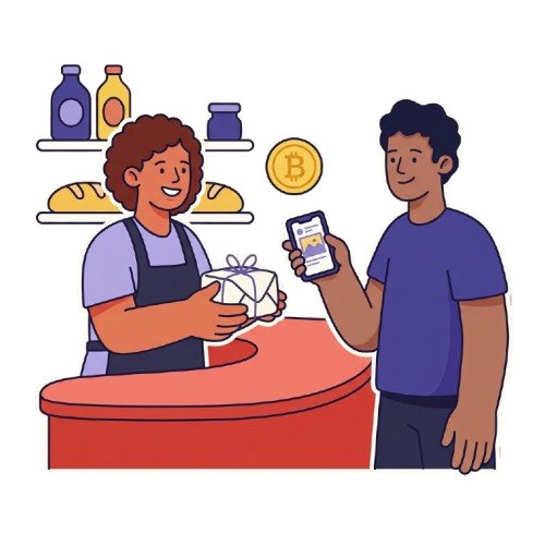 Dono de negócio no balcão entregando recompensa ao cliente